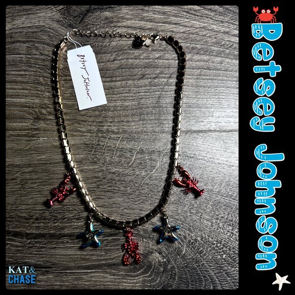 Betsey Johnson Mermaid Jewels Lobster Starfish Charm Tennis Necklace Beach July - Picture 8 of 12